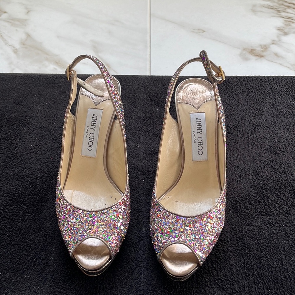Jimmy Choo Crown Glitter Platform